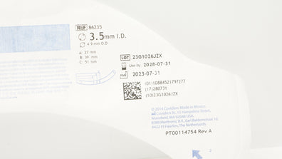 Covidien 86235 Shiley Oral/Nasal Tracheal Tube Cuffless 3.5mm ID x 4.9mm OD